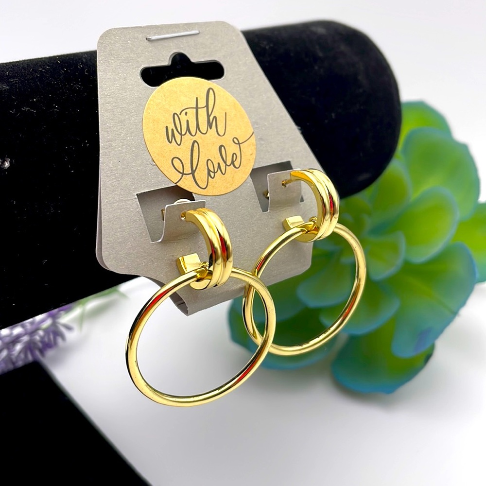 Beautiful Earrings Elegant stylish Large Gold plated Jewelry Accessories 18k